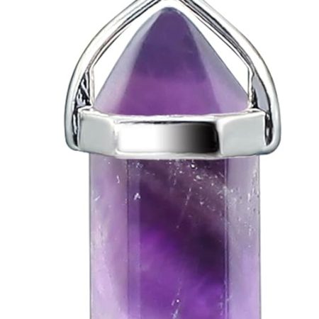 Crystal Necklaces for Women Crystal Pendant Gemstone Necklace for Spiritual Energy Healing Hexagonal Pendant Divination for Men (18 Inches Stainless Chain)