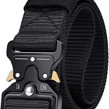 MOZETO Tactical Belts for Men Military Style Work Hiking Riggers Web Gun Belt with Heavy Duty Quick Release Metal Buckle
