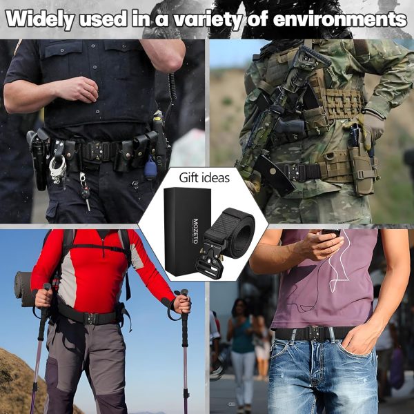 MOZETO Tactical Belts for Men Military Style Work Hiking Riggers Web Gun Belt with Heavy Duty Quick Release Metal Buckle - Image 5