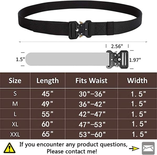 MOZETO Tactical Belts for Men Military Style Work Hiking Riggers Web Gun Belt with Heavy Duty Quick Release Metal Buckle - Image 6