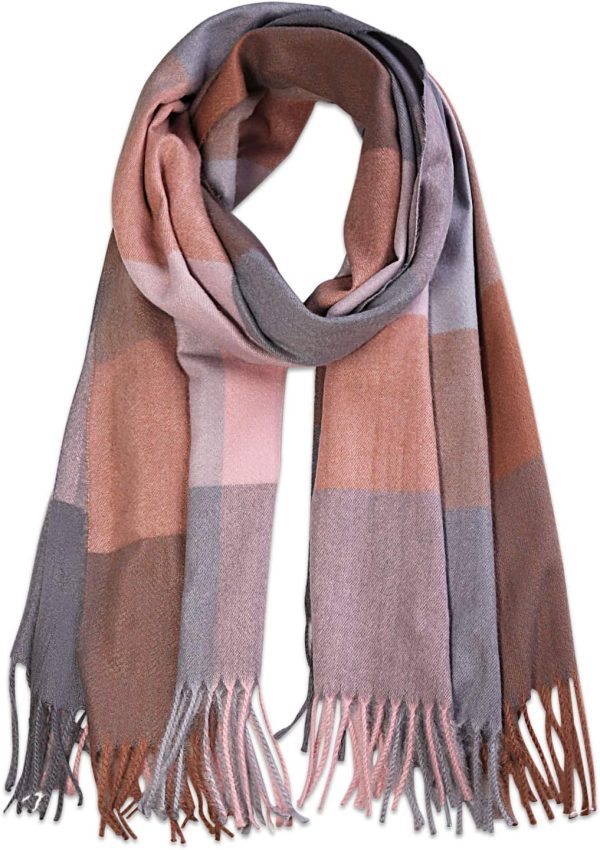 Tartan Scarf for Women Men Soft Check Tassel Scarves SC316