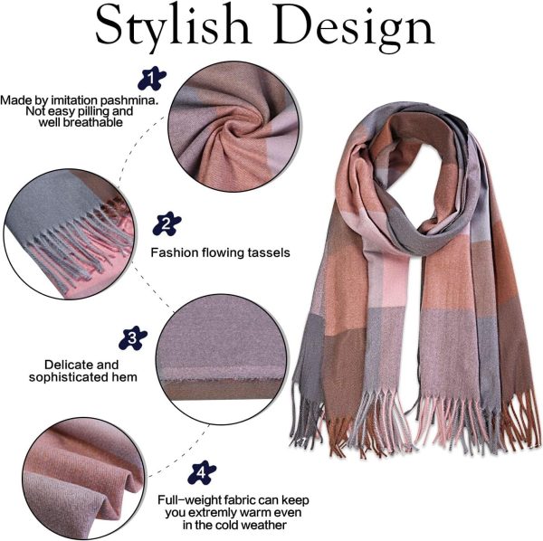 Tartan Scarf for Women Men Soft Check Tassel Scarves SC316 - Image 3