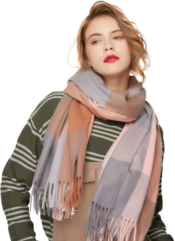 Tartan Scarf for Women Men Soft Check Tassel Scarves SC316 - Image 5