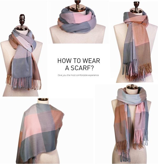 Tartan Scarf for Women Men Soft Check Tassel Scarves SC316 - Image 6